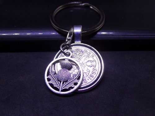 Lucky sixpence keyring - sixpence, &