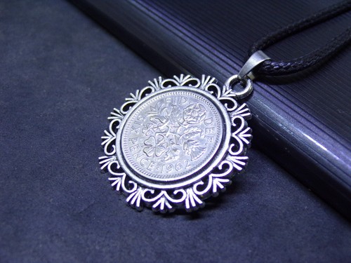 1962 lucky sixpence necklace - 1962,