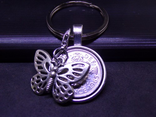 Lucky sixpence keyring - lucky,