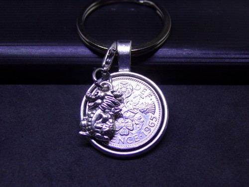 Lucky sixpence keyring cute - lucky, &