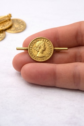 Lucky sixpence coin pin - lucky,