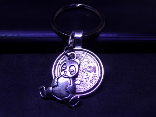 Lucky sixpence keyring panda - lucky,