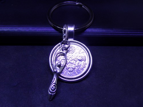 Lucky sixpence keyring - lucky,