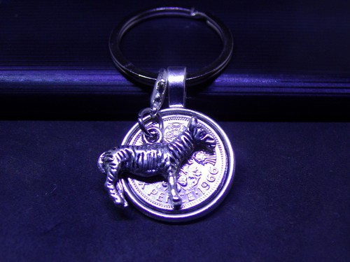 Lucky sixpence keyring - lucky,