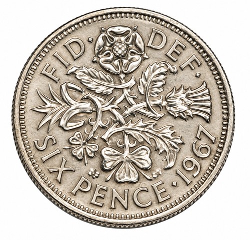 Lucky sixpence coin - sixpence,