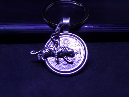 Lucky sixpence keyring tiger - lucky,