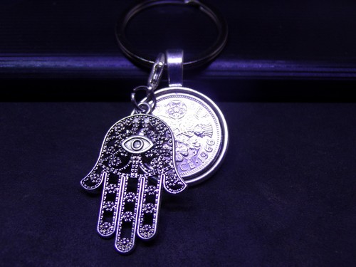 Lucky sixpence keyring - keyring, &