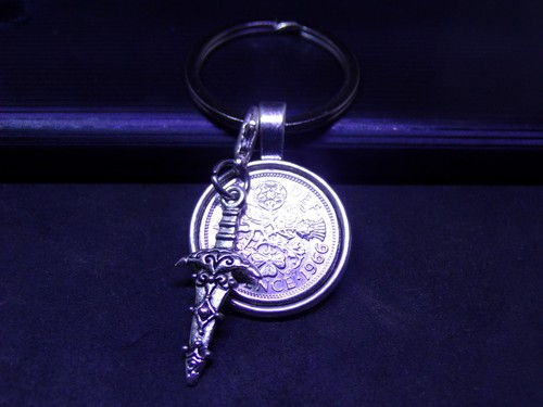Lucky sixpence keyring - lucky,