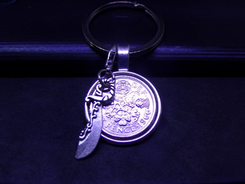 Lucky sixpence keyring - sixpence, &