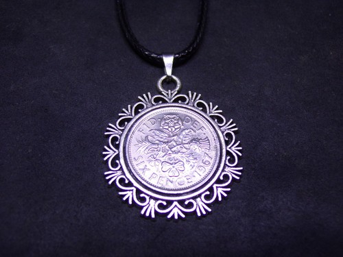 1967 lucky sixpence necklace - sixpence,