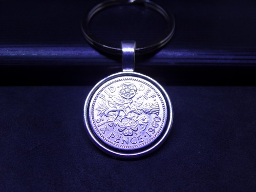 Lucky sixpence keyring 1953 - sixpence, to