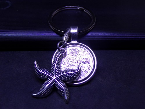 Lucky sixpence keyring - sixpence, &